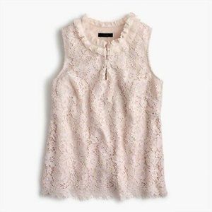 JCrew Lace Ruffle-Neck Top